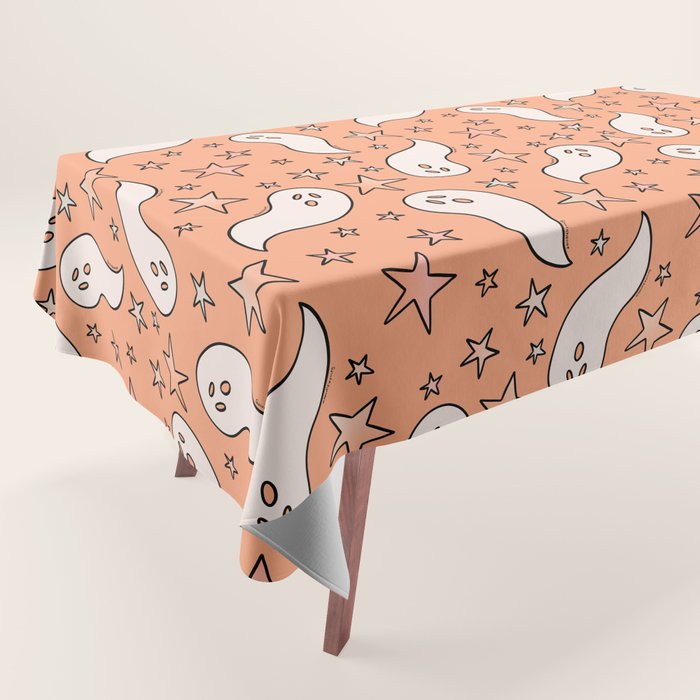 Pastel Ghost Print in Peach Tablecloth Gallery Image 1
