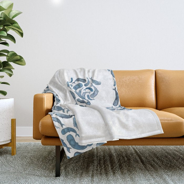 Whale Wave.  Throw Blanket Gallery Image 1