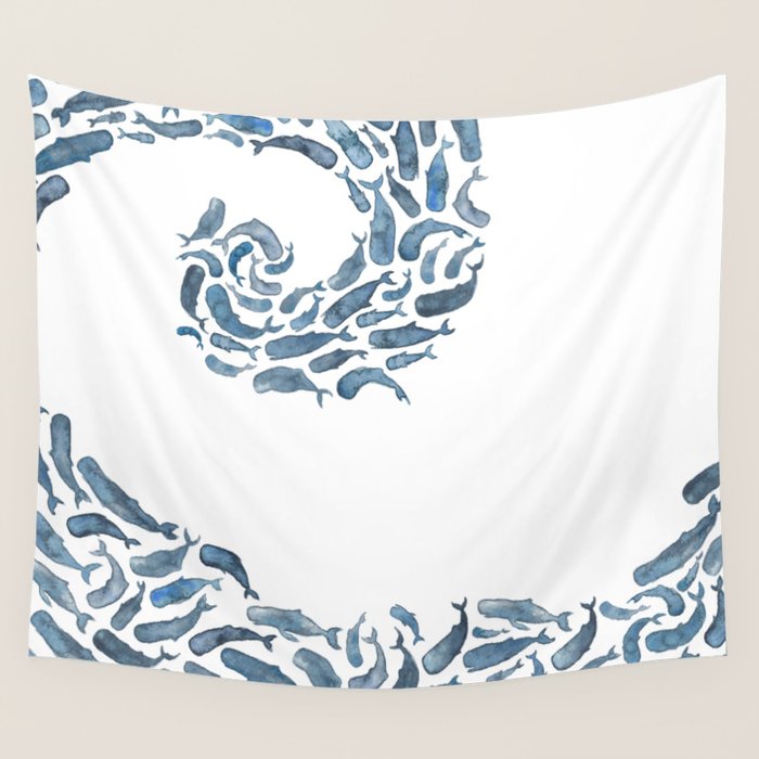 Whale Wave.  Wall Tapestry Gallery Image 1