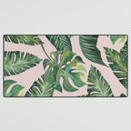 Jungle Leaves, Banana, Monstera Pink #society6 Desk Mat Gallery Image 3