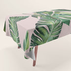 Jungle Leaves, Banana, Monstera Pink #society6 Tablecloth Gallery Image 1