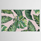 Jungle Leaves, Banana, Monstera Pink #society6 Tablecloth Gallery Image 2