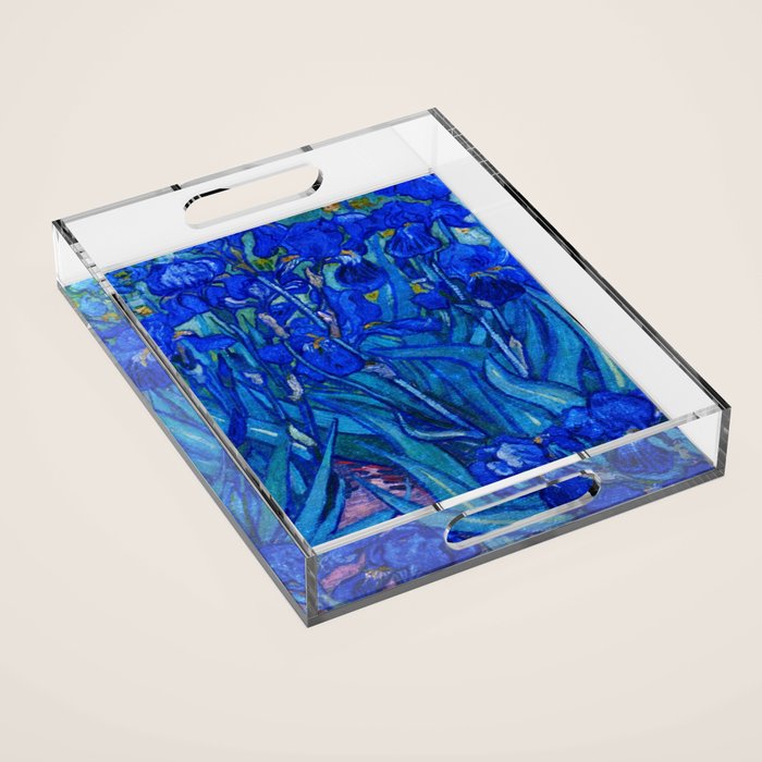 Van Gogh Irises in Indigo Acrylic Tray Gallery Image 1
