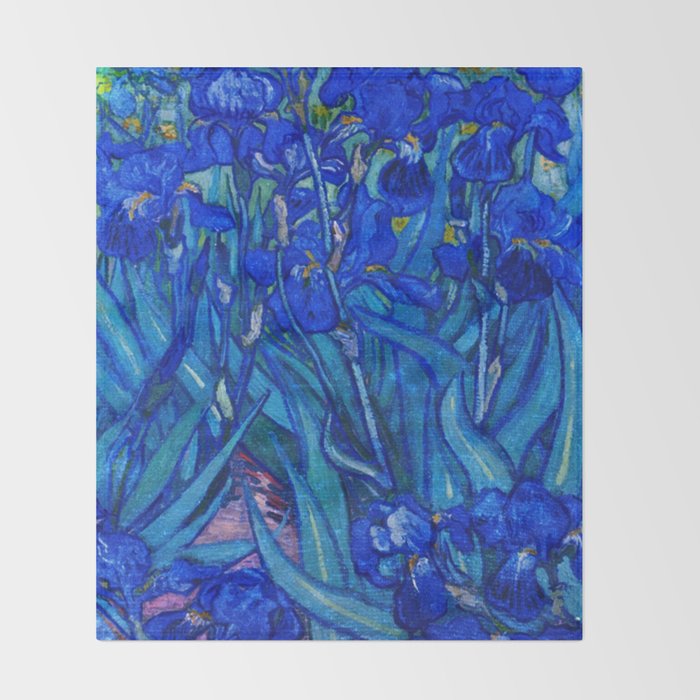 Van Gogh Irises in Indigo Throw Blanket Gallery Image 2
