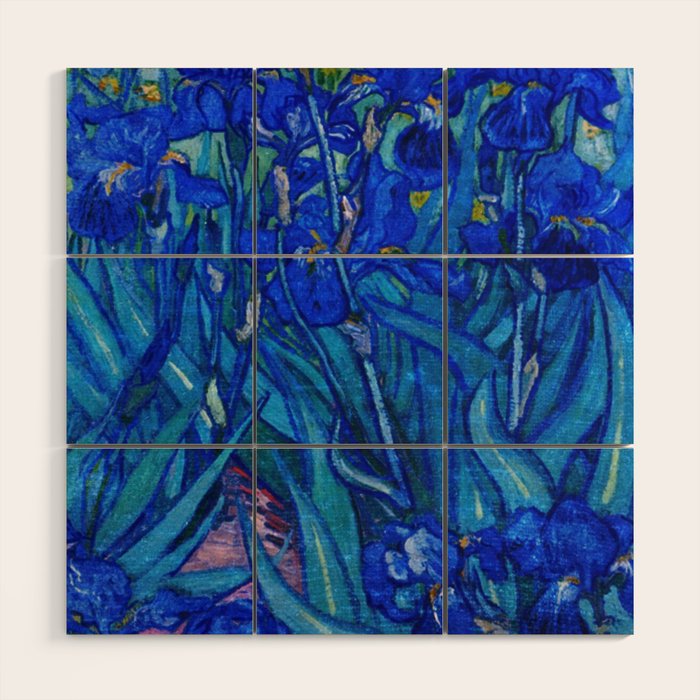 Van Gogh Irises in Indigo Wood Wall Art Gallery Image 1