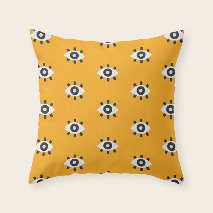Evil Eye Dots - Marigold Palette Throw Pillow Gallery Image 6