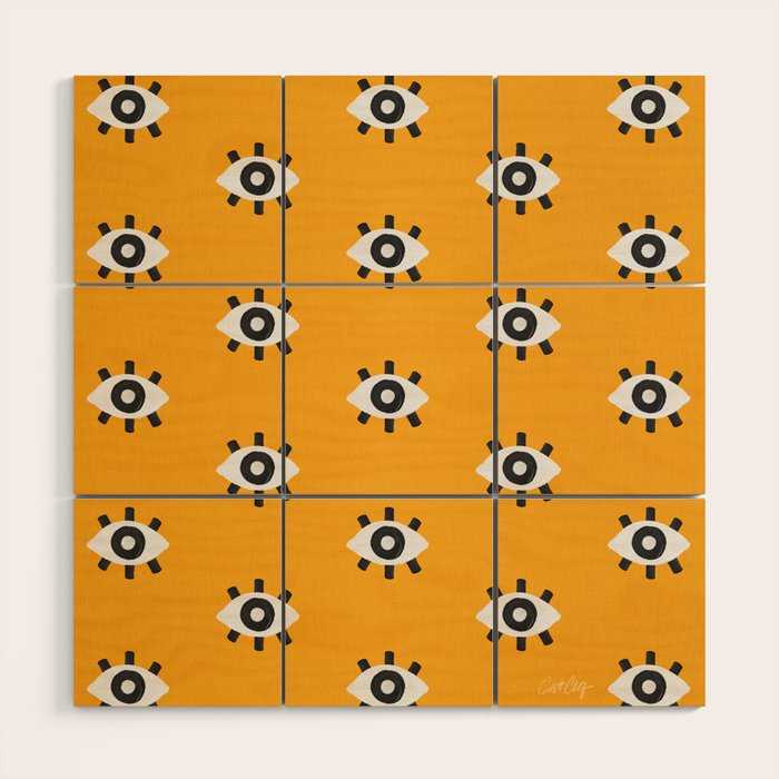 Evil Eye Dots - Marigold Palette Wood Wall Art Gallery Image 1