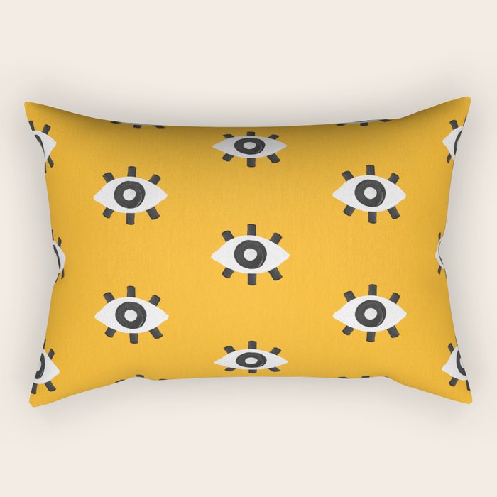 Evil Eye Dots - Marigold Palette Rectangular Pillow Gallery Image 2