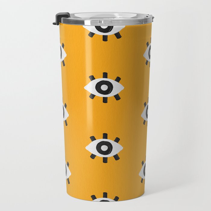 Evil Eye Dots - Marigold Palette Travel Mug Gallery Image 3