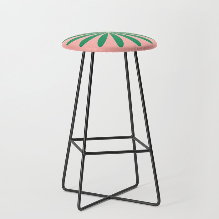 Big Daisy Retro Minimalist Flower Pink and Green Stool Gallery Image 1