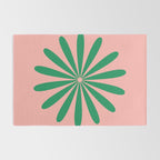Big Daisy Retro Minimalist Flower Pink and Green Rug Gallery Image 2