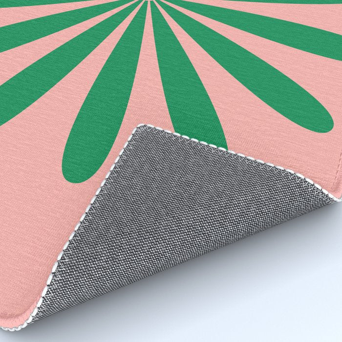 Big Daisy Retro Minimalist Flower Pink and Green Rug Gallery Image 4