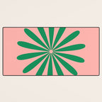 Big Daisy Retro Minimalist Flower Pink and Green Desk Mat Gallery Image 3