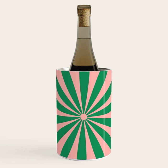 Big Daisy Retro Minimalist Flower Pink and Green Wine Chiller Gallery Image 1