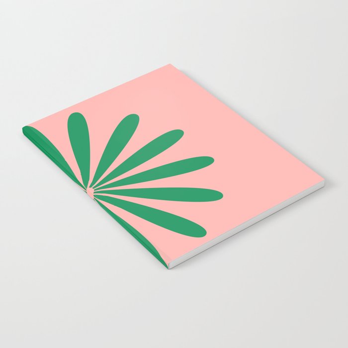 Big Daisy Retro Minimalist Flower Pink and Green Notebook Gallery Image 1
