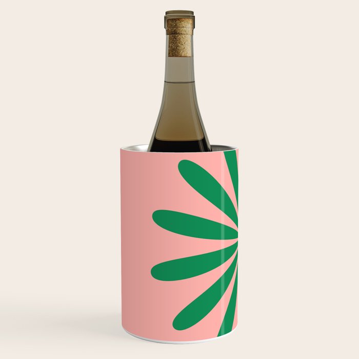Big Daisy Retro Minimalist Flower Pink and Green Wine Chiller Gallery Image 2