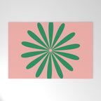 Big Daisy Retro Minimalist Flower Pink and Green Welcome Mat Gallery Image 1