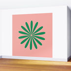 Big Daisy Retro Minimalist Flower Pink and Green Wall Mural Gallery Image 2