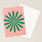 Big Daisy Retro Minimalist Flower Pink and Green Stationery Card Gallery Image 2