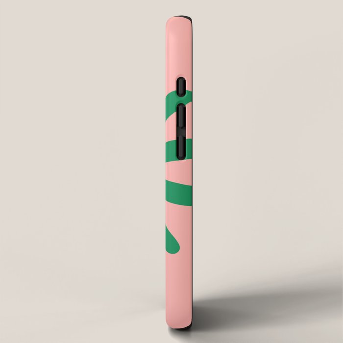 Big Daisy Retro Minimalist Flower Pink and Green iPhone Case Gallery Image 2