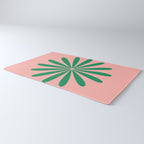 Big Daisy Retro Minimalist Flower Pink and Green Rug Gallery Image 3