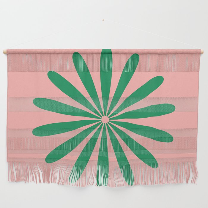 Big Daisy Retro Minimalist Flower Pink and Green Wall Hanging Gallery Image 1