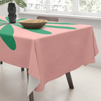 Big Daisy Retro Minimalist Flower Pink and Green Tablecloth Gallery Image 3