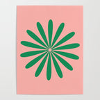 Big Daisy Retro Minimalist Flower Pink and Green Poster Gallery Image 4