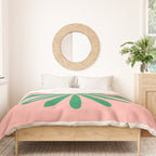 Big Daisy Retro Minimalist Flower Pink and Green Duvet Cover Gallery Image 3