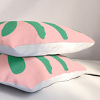 Big Daisy Retro Minimalist Flower Pink and Green Pillow Sham Gallery Image 3