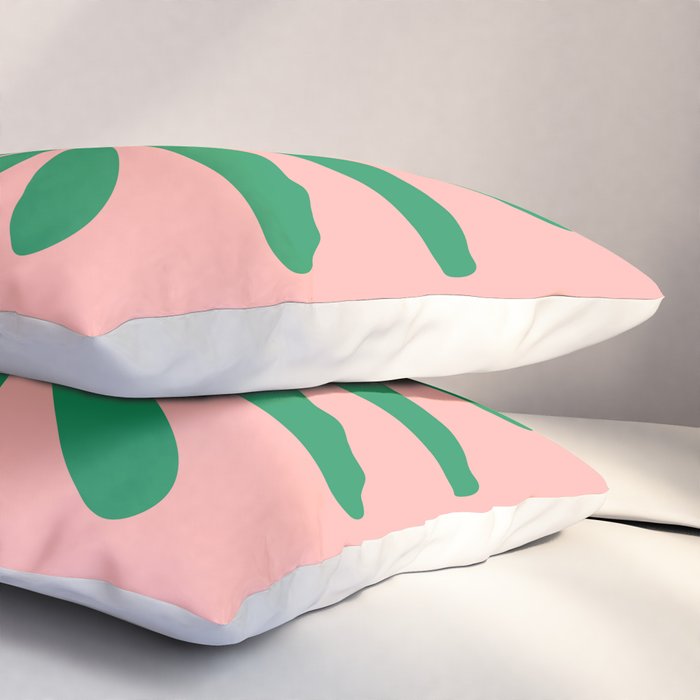 Big Daisy Retro Minimalist Flower Pink and Green Pillow Sham Gallery Image 3