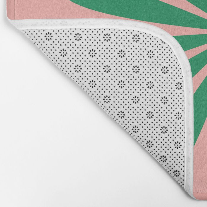 Big Daisy Retro Minimalist Flower Pink and Green Bath Mat Gallery Image 2