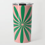 Big Daisy Retro Minimalist Flower Pink and Green Travel Mug Gallery Image 1