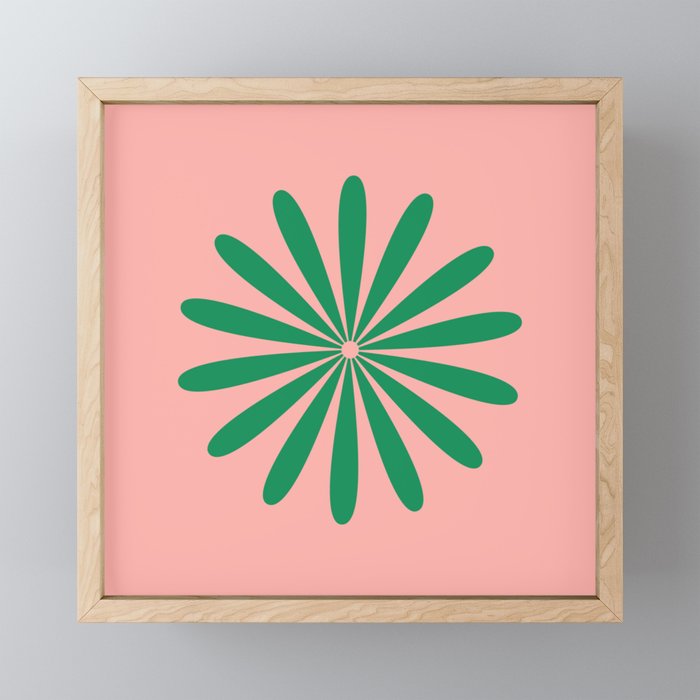 Big Daisy Retro Minimalist Flower Pink and Green Mini Art Print Gallery Image 1