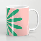 Big Daisy Retro Minimalist Flower Pink and Green Coffee Mug Gallery Image 1