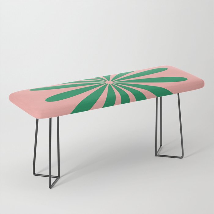 Big Daisy Retro Minimalist Flower Pink and Green Bench Gallery Image 1