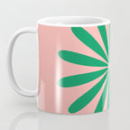 Big Daisy Retro Minimalist Flower Pink and Green Coffee Mug Gallery Image 3