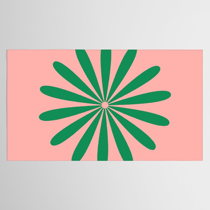 Big Daisy Retro Minimalist Flower Pink and Green Tablecloth Gallery Image 2