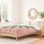 Big Daisy Retro Minimalist Flower Pink and Green Duvet Cover Gallery Image 2