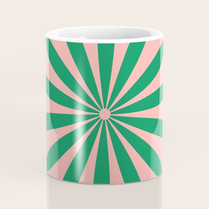 Big Daisy Retro Minimalist Flower Pink and Green Coffee Mug Gallery Image 4