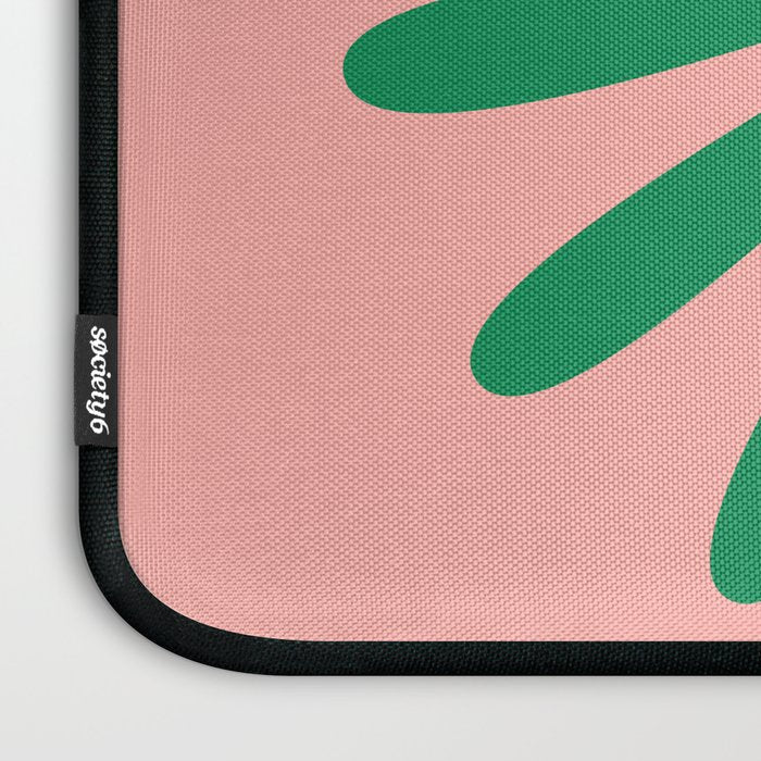 Big Daisy Retro Minimalist Flower Pink and Green Laptop Sleeve Gallery Image 3