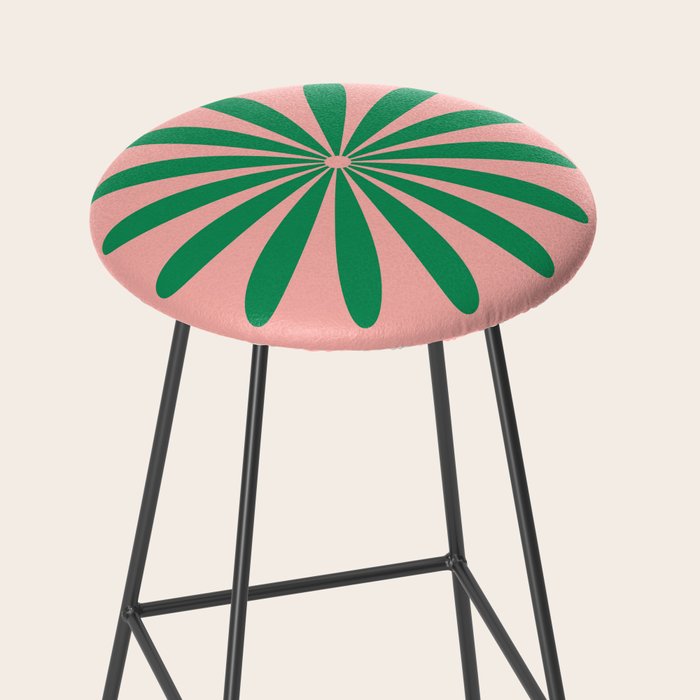 Big Daisy Retro Minimalist Flower Pink and Green Stool Gallery Image 2