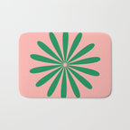 Big Daisy Retro Minimalist Flower Pink and Green Bath Mat Gallery Image 1