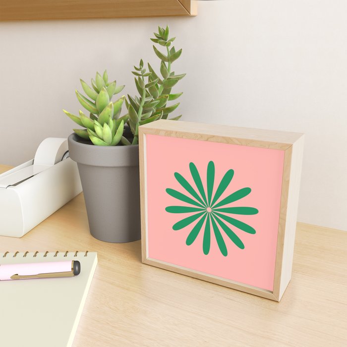 Big Daisy Retro Minimalist Flower Pink and Green Mini Art Print Gallery Image 2