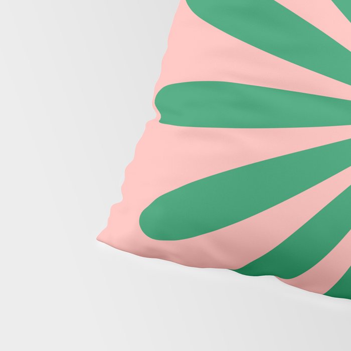 Big Daisy Retro Minimalist Flower Pink and Green Pillow Sham Gallery Image 4