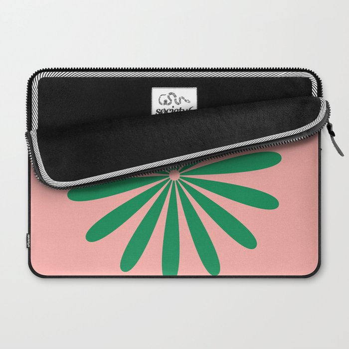 Big Daisy Retro Minimalist Flower Pink and Green Laptop Sleeve Gallery Image 2