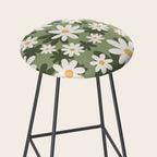 Flower Market London, Retro Daisies  Print, Green Ditsy Pattern Stool Gallery Image 2