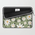 Flower Market London, Retro Daisies  Print, Green Ditsy Pattern Laptop Sleeve Gallery Image 2