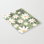 Flower Market London, Retro Daisies  Print, Green Ditsy Pattern Notebook Gallery Image 2