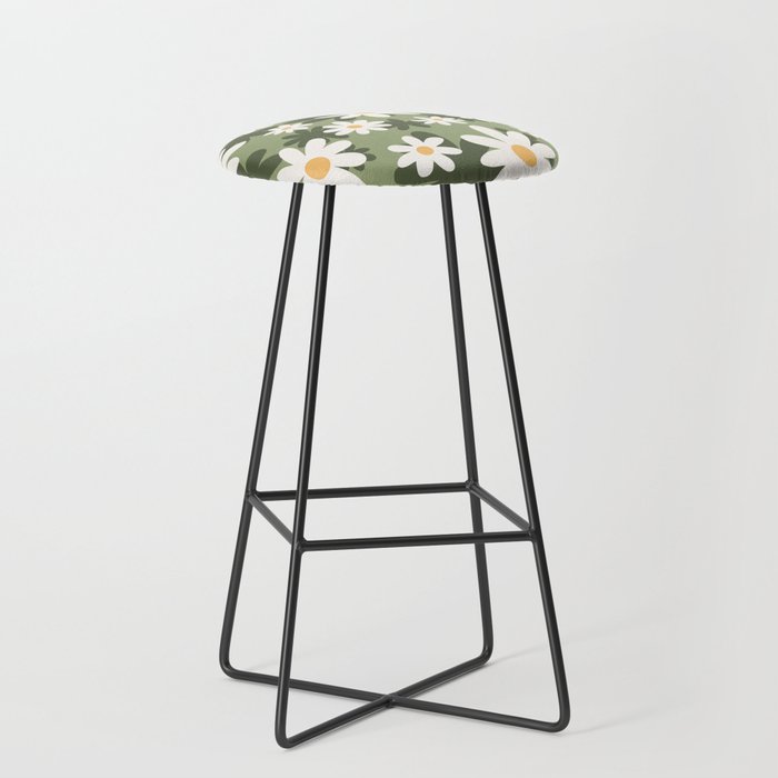 Flower Market London, Retro Daisies  Print, Green Ditsy Pattern Stool Gallery Image 1